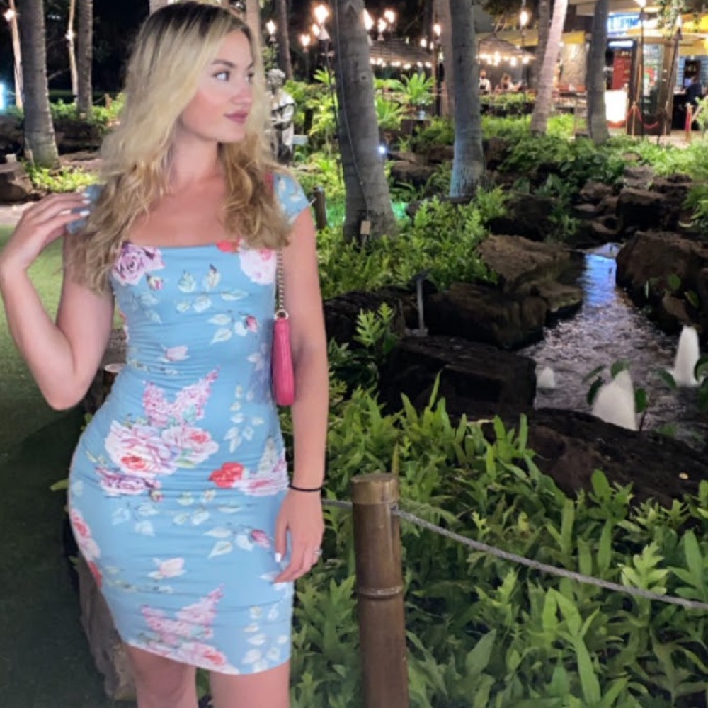 Floral baby blue dress
